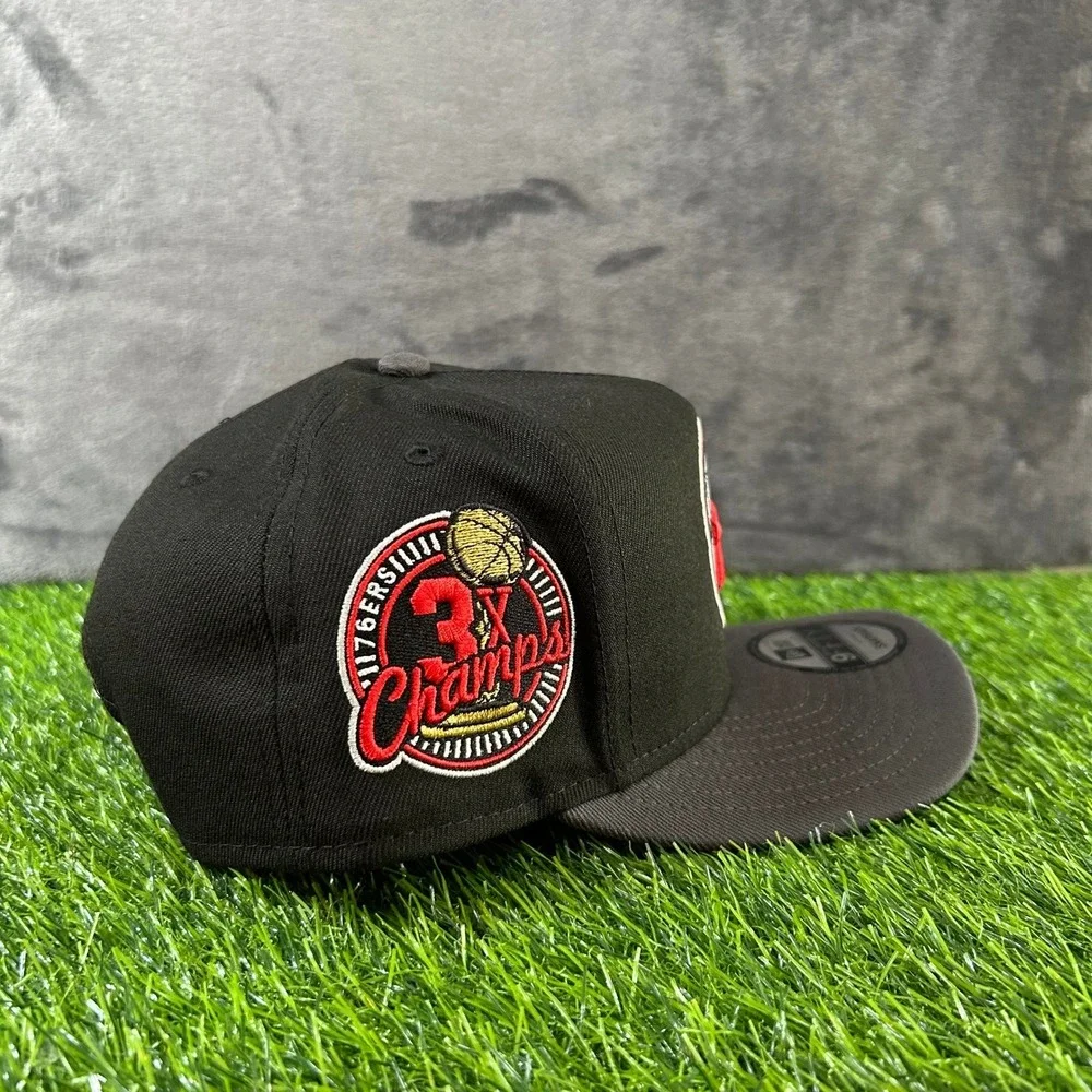 New Era 9FIFTY Philadelphia 76ers Hat Mens One Size Black‎ Graphite Snapback NWT